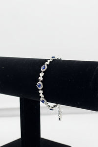 Load image into Gallery viewer, 925 Sterling Silver Floral CZ Link Bracelet | 9g
