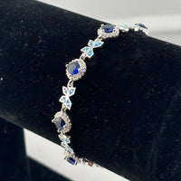 Load image into Gallery viewer, 925 Sterling Silver Floral CZ Link Bracelet | 9g
