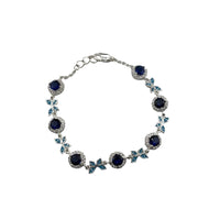 Load image into Gallery viewer, 925 Sterling Silver Floral CZ Link Bracelet | 9g
