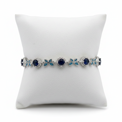 925 Sterling Silver (92.5% purity)  Floral CZ Link Bracelet | 9g /  pure silver gifts for her / silver bracelet