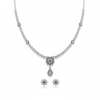 Load image into Gallery viewer, 925 Sterling Silver Floral Drop CZ Necklace &amp; Earrings Set
