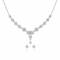 Load image into Gallery viewer, 925 Sterling Silver Floral Fan Necklace &amp; Earrings Set –
