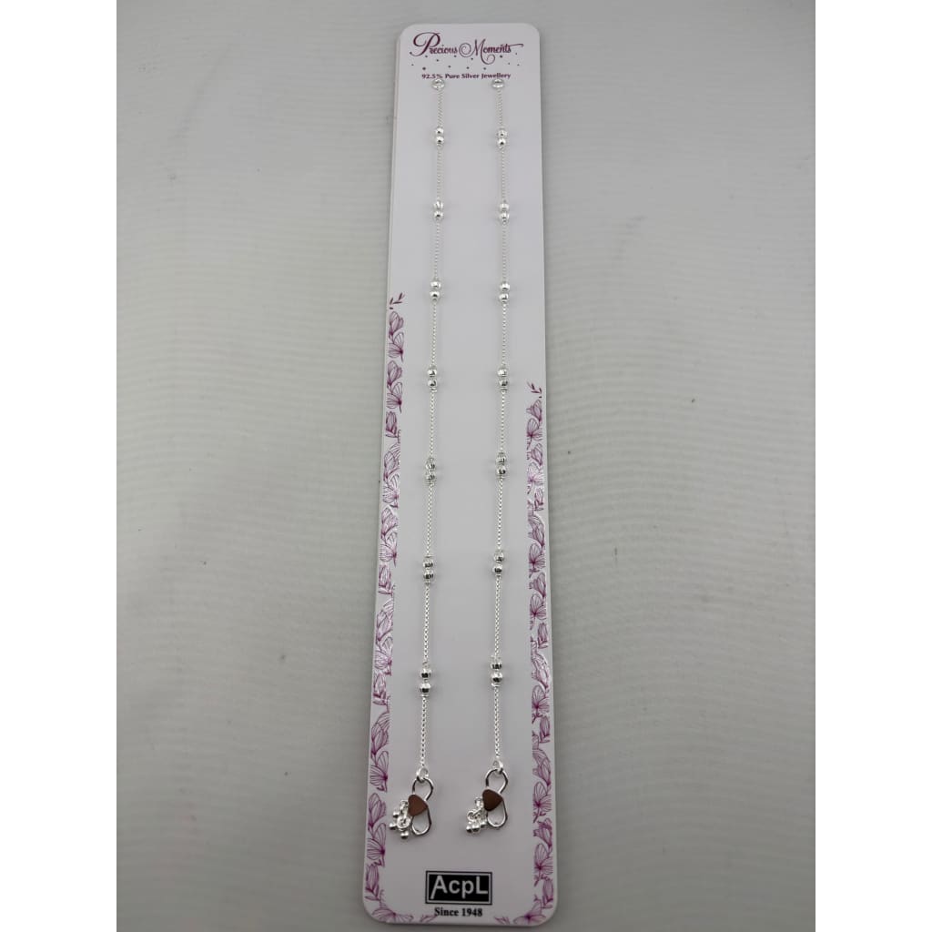 925 Sterling Silver Fluted Bead Anklet Pair – 9.14 g