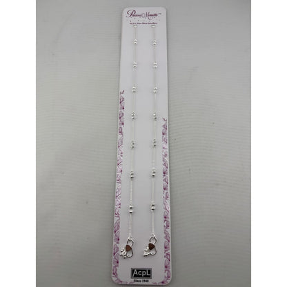925 Sterling Silver Fluted Bead Anklet Pair – 9.14 g