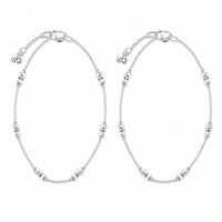 Load image into Gallery viewer, 925 sterling silver fluted bead anklet pair on pure white background
