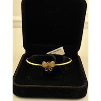 Load image into Gallery viewer, 925 Sterling Silver Gold Plated Butterfly CZ Open Bangle
