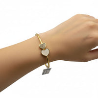 Load image into Gallery viewer, 925 Sterling Silver Gold Plated Double Heart Open Bangle
