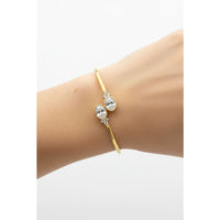 Load image into Gallery viewer, 925 Sterling Silver Gold Plated Double Solitaire CZ Open

