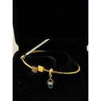 Load image into Gallery viewer, 925 Sterling Silver Gold Plated Evil Eye Charm Open Bangle
