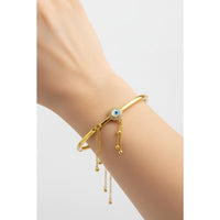 Load image into Gallery viewer, 925 Sterling Silver Gold Plated Evil Eye Charm Open Bangle

