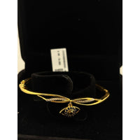 Load image into Gallery viewer, 925 Sterling Silver Gold Plated Evil Eye Charm Open Bangle
