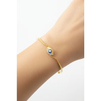 Load image into Gallery viewer, 925 Sterling Silver Gold Plated Evil Eye CZ Open Bangle

