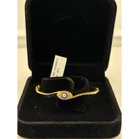 Load image into Gallery viewer, 925 Sterling Silver Gold Plated Evil Eye CZ Open Bangle
