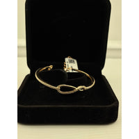 Load image into Gallery viewer, 925 Sterling Silver Gold Plated Infinity CZ Bangle Bracelet
