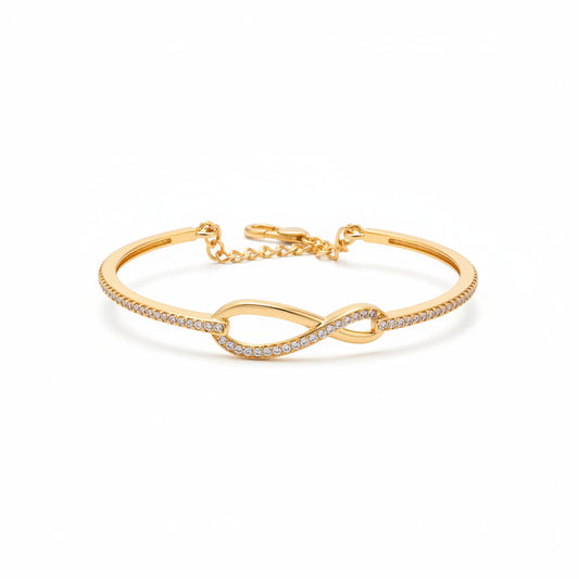 925 Sterling Silver Gold Plated Infinity CZ Bangle Bracelet