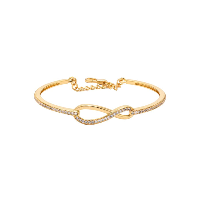 925 Sterling Silver Gold Plated Infinity CZ Bangle Bracelet 8G
