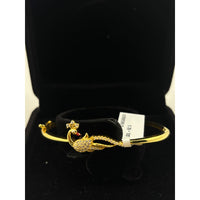 Load image into Gallery viewer, 925 Sterling Silver Gold Plated Peacock CZ Open Bangle
