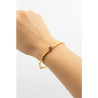 Load image into Gallery viewer, 925 Sterling Silver Gold Plated Ruby Red CZ Solitaire Open
