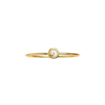 925 Sterling Silver Gold Plated Spiral CZ Open Bangle