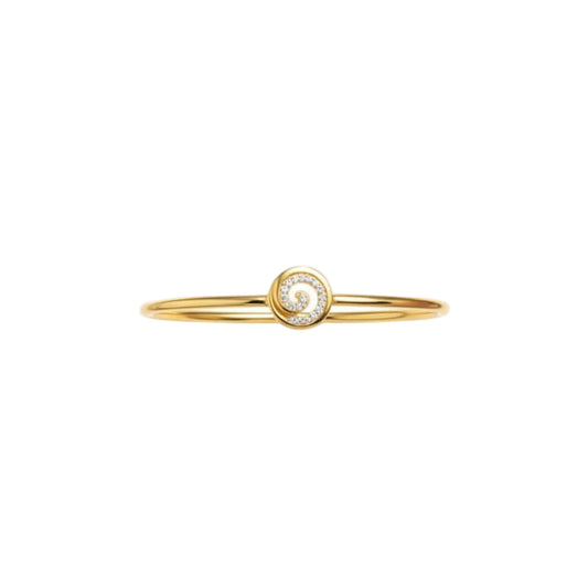 925 Sterling Silver Gold Plated Spiral CZ Open Bangle