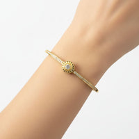Load image into Gallery viewer, 925 Sterling Silver Gold Plated Sunburst CZ Open Bangle
