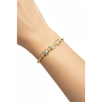 Load image into Gallery viewer, 925 Sterling Silver Gold Plated Triple Evil Eye CZ Open
