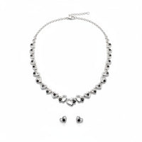 Load image into Gallery viewer, 925 Sterling Silver Heart Link CZ Necklace &amp; Earrings Set –
