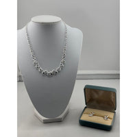 Load image into Gallery viewer, 925 Sterling Silver Heart Link CZ Necklace &amp; Earrings Set –
