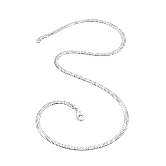 925 Sterling Silver Herringbone Chain Necklace – Textured