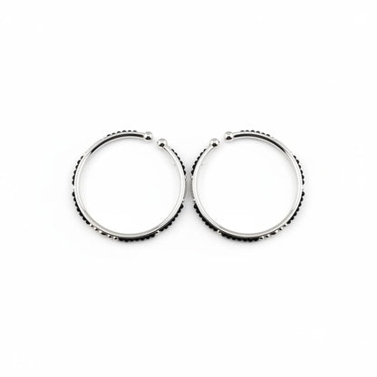 925 Sterling Silver Kids Bangle Pair – Black Bead & Accent