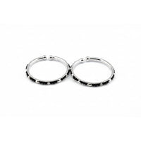 Load image into Gallery viewer, 925 Sterling Silver Kids Bangle Pair – Black Bead &amp; Silver
