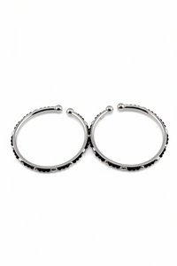 Load image into Gallery viewer, 925 Sterling Silver Kids Bangle Pair – Black Bead &amp; Silver Accent Open Design
