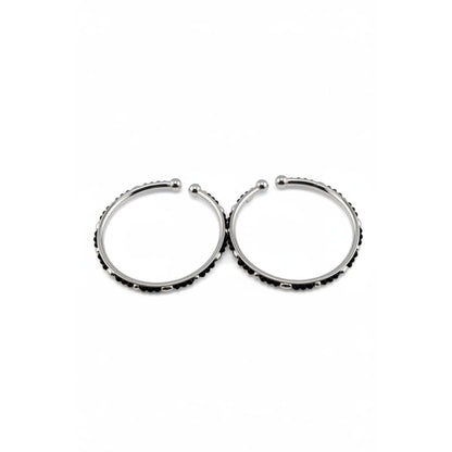 925 Sterling Silver Kids Bangle Pair – Black Bead & Accent