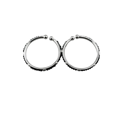 925 Sterling Silver Kids Bangle Pair with Black Stone Beads