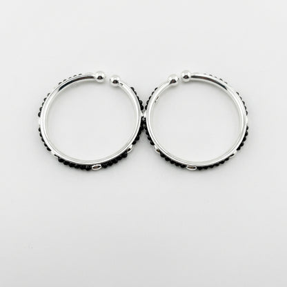 925 Sterling Silver Kids Bangle Pair with Black Stone Beads