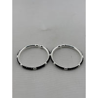 Load image into Gallery viewer, 925 sterling silver kids bangle pair black stone design alternate view

