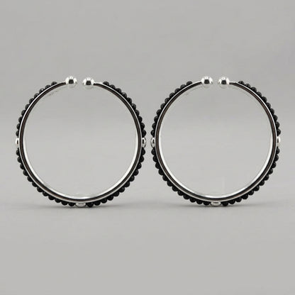 925 Sterling Silver Kids' Black-Bead Bangle Pair 15.27g
