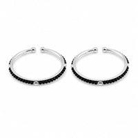 Load image into Gallery viewer, 925 sterling silver kids black bead bangle pair on white background

