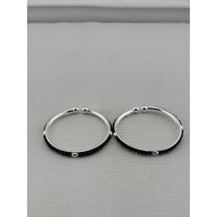 Load image into Gallery viewer, 925 sterling silver kids black bead bangle pair front view
