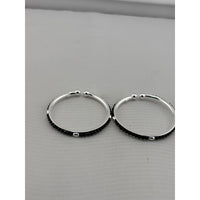Load image into Gallery viewer, 925 sterling silver kids black bead bangle pair alternate view

