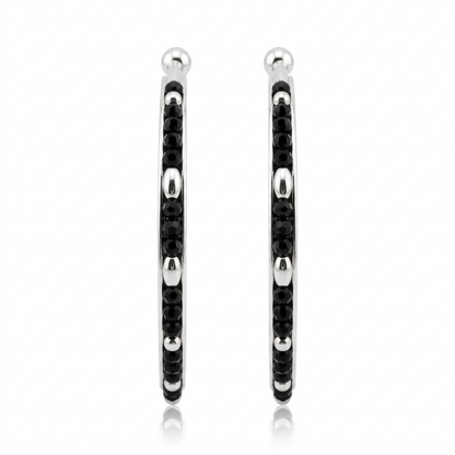 925 Sterling Silver Kids Black Bead Bangle Pair – 16.09g-44mm