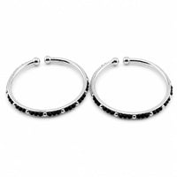 Load image into Gallery viewer, 925 sterling silver kids black bead bangle pair

