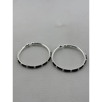 Load image into Gallery viewer, Original photo of silver kids black bead bangle pair
