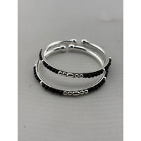 Load image into Gallery viewer, 925 Sterling Silver Kids’ Black Bead Open Bangle Pair
