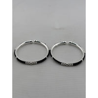 Load image into Gallery viewer, 925 Sterling Silver Kids’ Black Bead Open Bangle Pair
