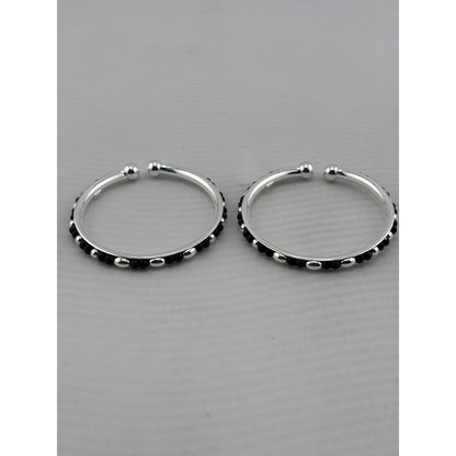 925 Sterling Silver Kids’ Black Stone Bangle Pair –