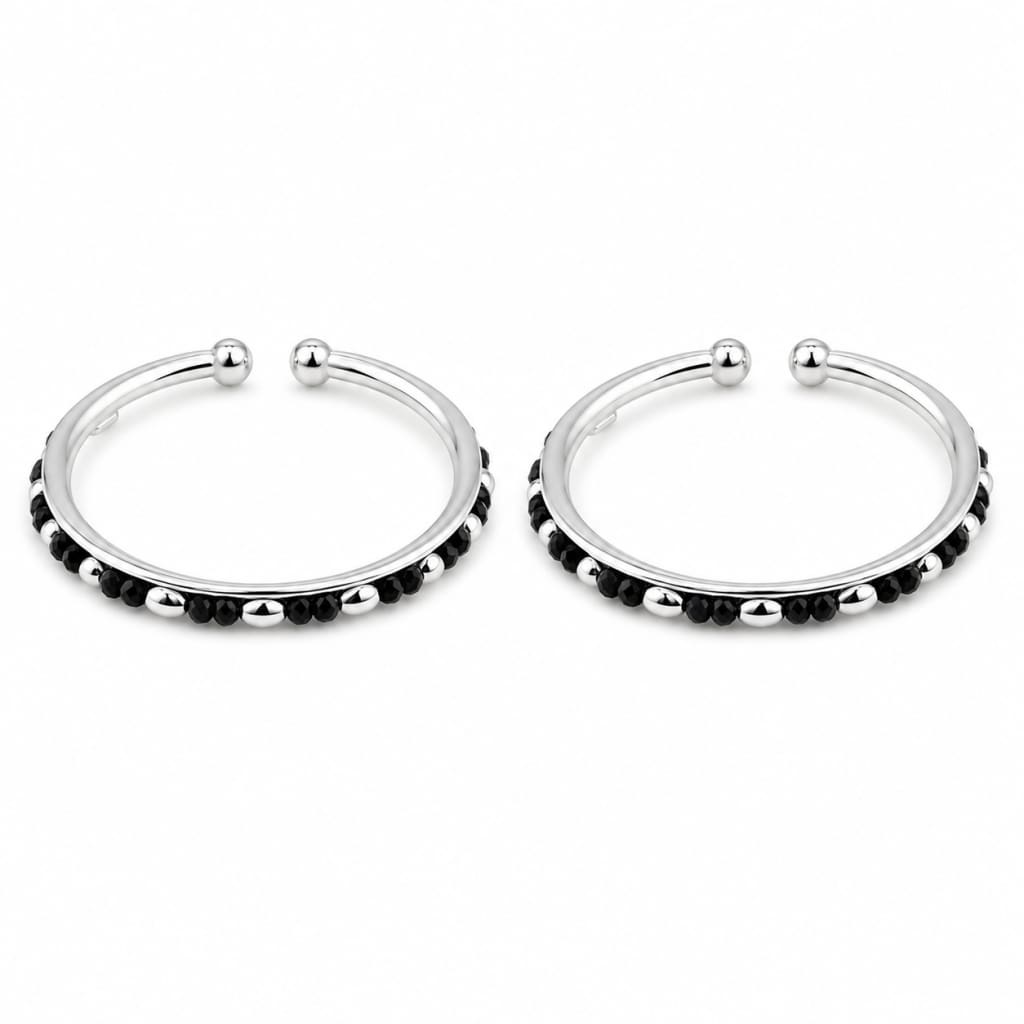 925 Sterling Silver Kids’ Black Stone Bangle Pair –