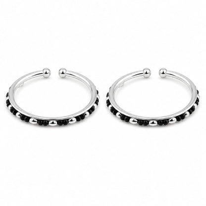 925 Sterling Silver Kids’ Black Stone Bangle Pair –