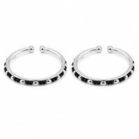 Load image into Gallery viewer, 925 sterling silver kids black stone bangle pair
