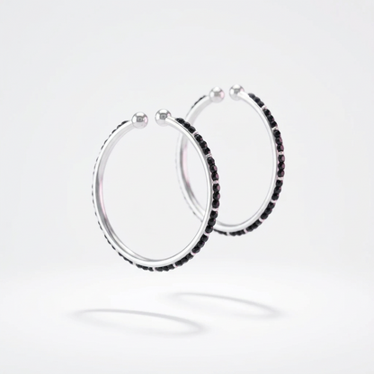 925 Sterling Silver Kids Black Stone Bangle Pair – 15.3g